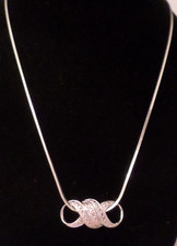 925 Sterling Silver Square Link Chain Infinity Diamond Loop Necklace
