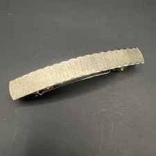 Vtg French 3.75” Automatic Barrette Women's Brushed Silver Tone Metal Hair Clip