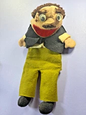 VTG Silly Hand Puppet Full Body Grumpy Old Man Grandpa Plush Soft Doll Eyebrows