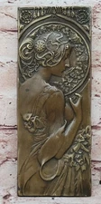 Museum Quality* Bronze Sculpture Art Nouveau Bas Relief Roman Girl Real Artwork