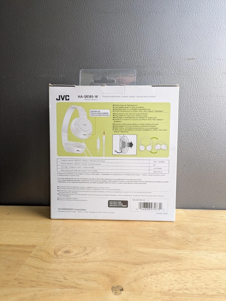 JVC Deep Bass Wired Headphones White HA-SR185 iphone ipad ipod - Image 2 of 4