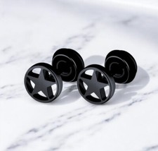 Star Stud Earrings Screw Back Black Gold Silver Men's Women's Earrings