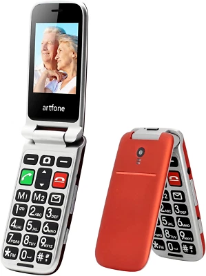 Artfone CF241 Flip Mobile Phone for Elderly People, Simple Big Button Flip Phone