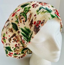 Christmas Medical No Band Bouffant Euro Scrub Cap Surgery Veterinarian Hat