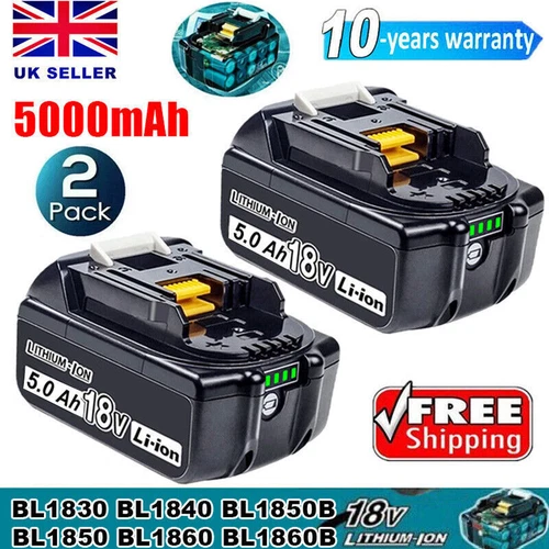 2 Packs For Makita 18V Battery 5.0Ah Li-Ion BL1830 BL1850 BL1860 BL1840 /Charger - Picture 17 of 19