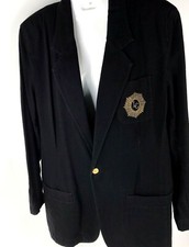 VTG Blazer LizWear Liz Claiborne LC Petite Black Jacket Crest 12P retro classic