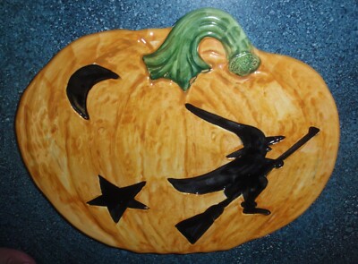 Made in Italy 9411 Halloween Pumpkin Witch Star Moon Hanging Trivet Plate GIFT!
