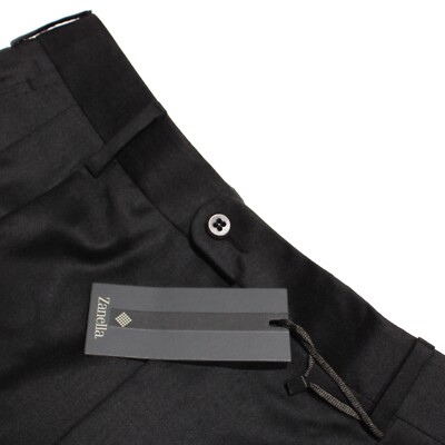 Zanella Platinum NWT Pleated Dress Pants Size 32 US Bennett Solid Dark Gray Wool