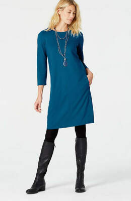 J.Jill ~ M ~ NEW Excellent Ponte Knit Crew-Neck Dress ~ Deep Atlantic ~ NWT(2N1)