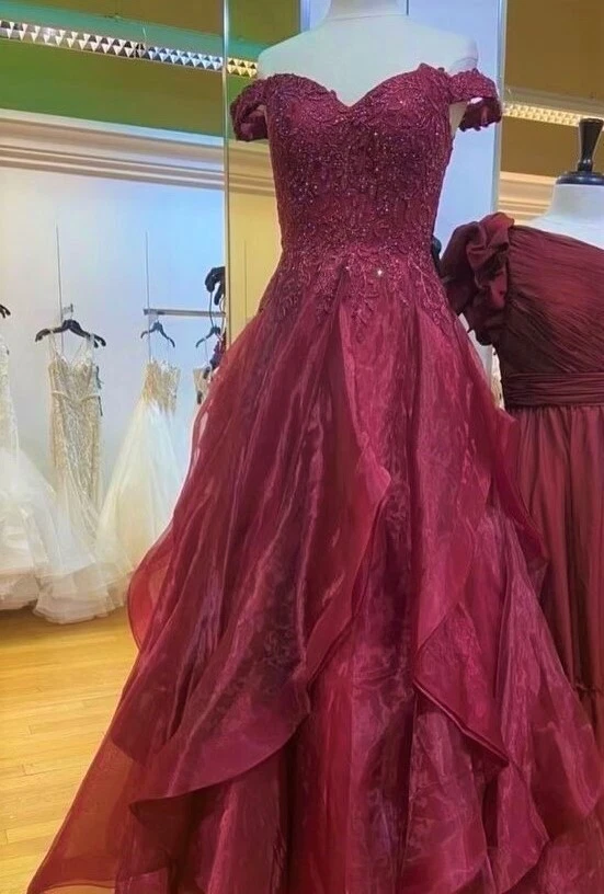 Wine colored evening gown discount