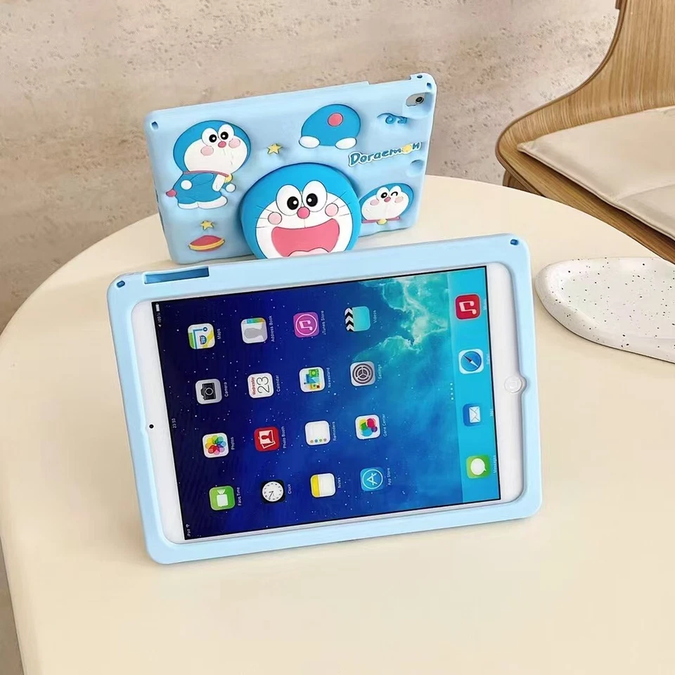 NEW Doraemon Silicone Stand Kid Case Cover For iPad Air Pro 11 inch M2 M4 2024 - Image 2 of 4