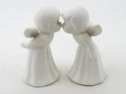 Kissing Angels Figurines, Set of 2 ~  White Porcelain Bisque, 4 1/2"H, #L8070