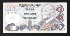 Turkey 1000 , 1.000 Lira 1981  * Mustafa Kemal ATATÜRK * P 191 Serie : F 64 ***