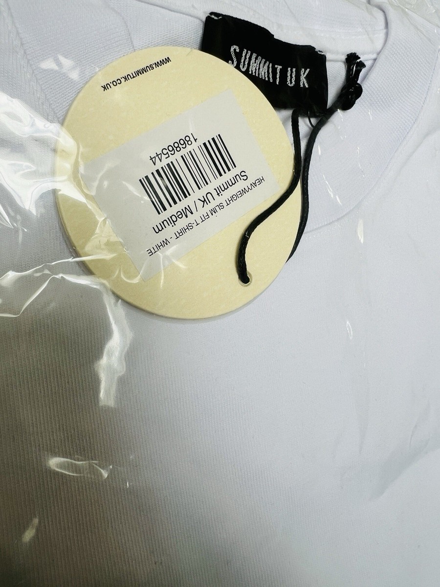 T-shirt Summit UK Coupe Slim Poids Lourd - Taille M (Medium) - Neuf Avec étiquettes - Coton Blanc