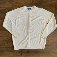 VTG Cardigan Womens Designers Originals XL Long Sleeve White Sweater Made In USA