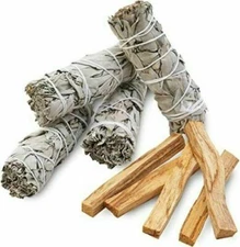 9 Pack: 4 WHITE SAGE SMUDGE STICKS  4"  +   5 PALO SANTO HOLY WOOD INCENSE STICK