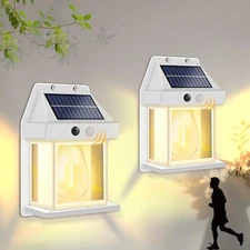 2x Solar Lights Outdoor Dusk to Dawn Motion Sensor Security Wall Sconce Lantern