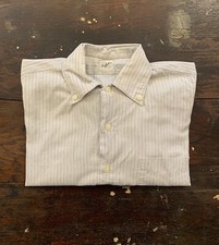 Vintage 1940s 1950s Manhattan Striped Dress Shirt Medium