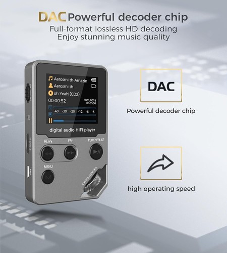 Cappsu A9 Hi-Res Lossless Audio MP3 Bluetooth Music Player 8GB + 64GB TF Card - Picture 3 of 11