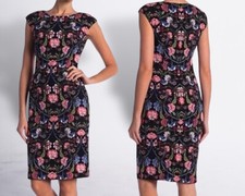 Vince Camuto Black Floral Sheath Sleeveless Knee Length Cocktail Dress Size 8
