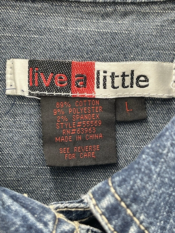 Chaqueta vaquera Live A Little vintage años 90 para mujer talla grande azul denim envío rápido Foto 3 de 4