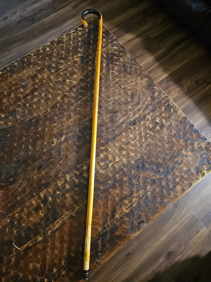 Bastón de bambú mango de ladrón 38" marrón quemado negro mango Foto 2 de 4