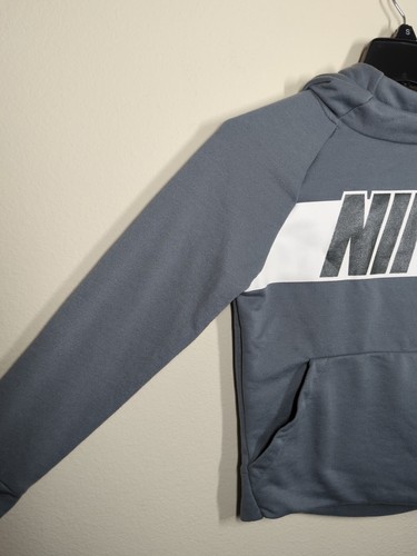 Nike Dri-Fit Boy's Graphic Training Pullover Hoodie Cool Grey/White Size S - Picture 4 of 7