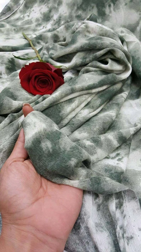 Ткань Rayon Challis в ярдах галстук краситель оливковый креп текстурированная вискозная ткань - Изображение 3 из 4