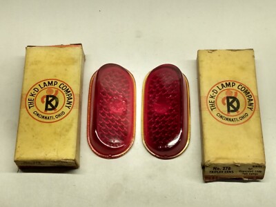 1940 Chevys ~ NOS Pair Set of 2 Red Glass Tail Light Lenses ~ KD Triflex