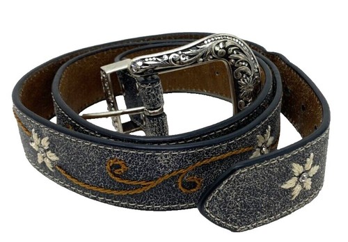 Vintage Nocona Leather Silver Tone Studded Belt!!! Vintage Nocona Leather Silver Tone Navajo Studded Belt Sz 38  main image 4