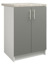 JD Greta Kitchen Base Unit Fixed Height 600mm Cabinet – Grey Matt With Worktop