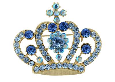 Navachi 18k Gold Plated Crystal Crown Brooch - Sparkly Royal Jewelry Pin For Jackets & Gifts - View #9