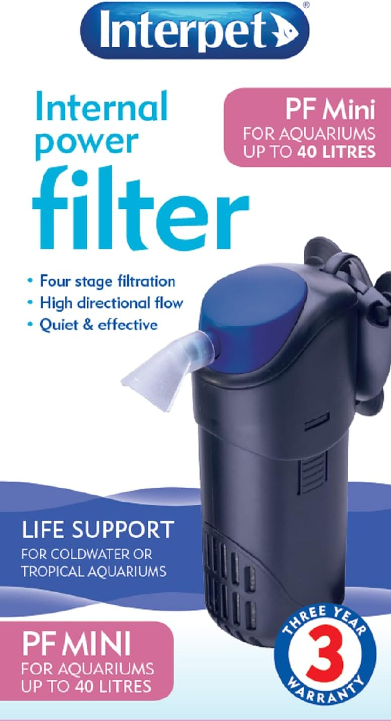 Interpet Internal Aquarium Fish Tank Mini Power Filter, Cleans Water
