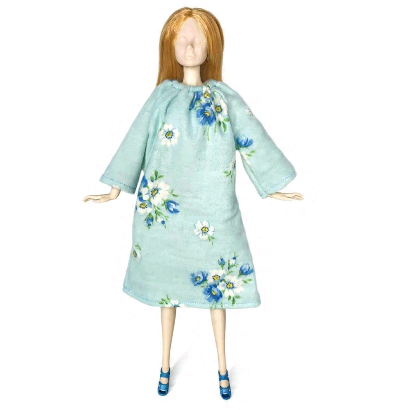 Spring Flower Nightgown Blue Shoes For Fits 11.5-12" Girl Fashion Doll Size 1:6