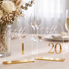 Arch Wedding Table Numbers 1-20 with Stands, Gold 3D Table Numbers