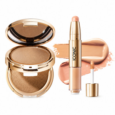 Iconic London Sculpt & Brighten Set, Contour Pot Duo  + Concealer Warm Fair Duo