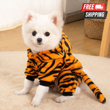 Pets Hoodie Tiger Costume Winter Warm Teddy Bichon Small Dogs and Cats Clothes