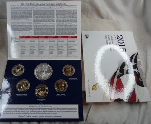 2015 Uncirculated Dollar 6 Coin Set Silver Eagle US Mint $1 COA OGP