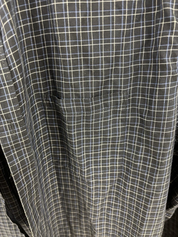 Camisa Dockers azul a cuadros abotonada talla XXL. Manga corta. 60/40 algodón/poliéster. Foto 4 de 4