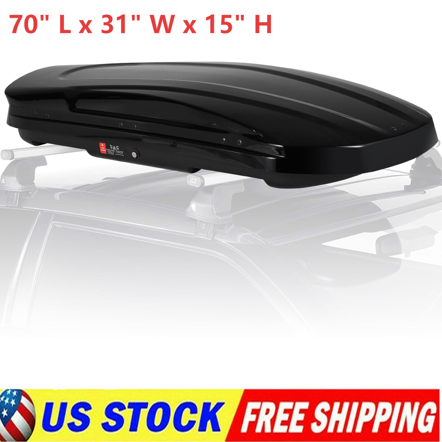 17 Cubic Feet Heavy-Duty Roof Cargo Box Rooftop Cargo Carrier Hard Shell w/ Keys