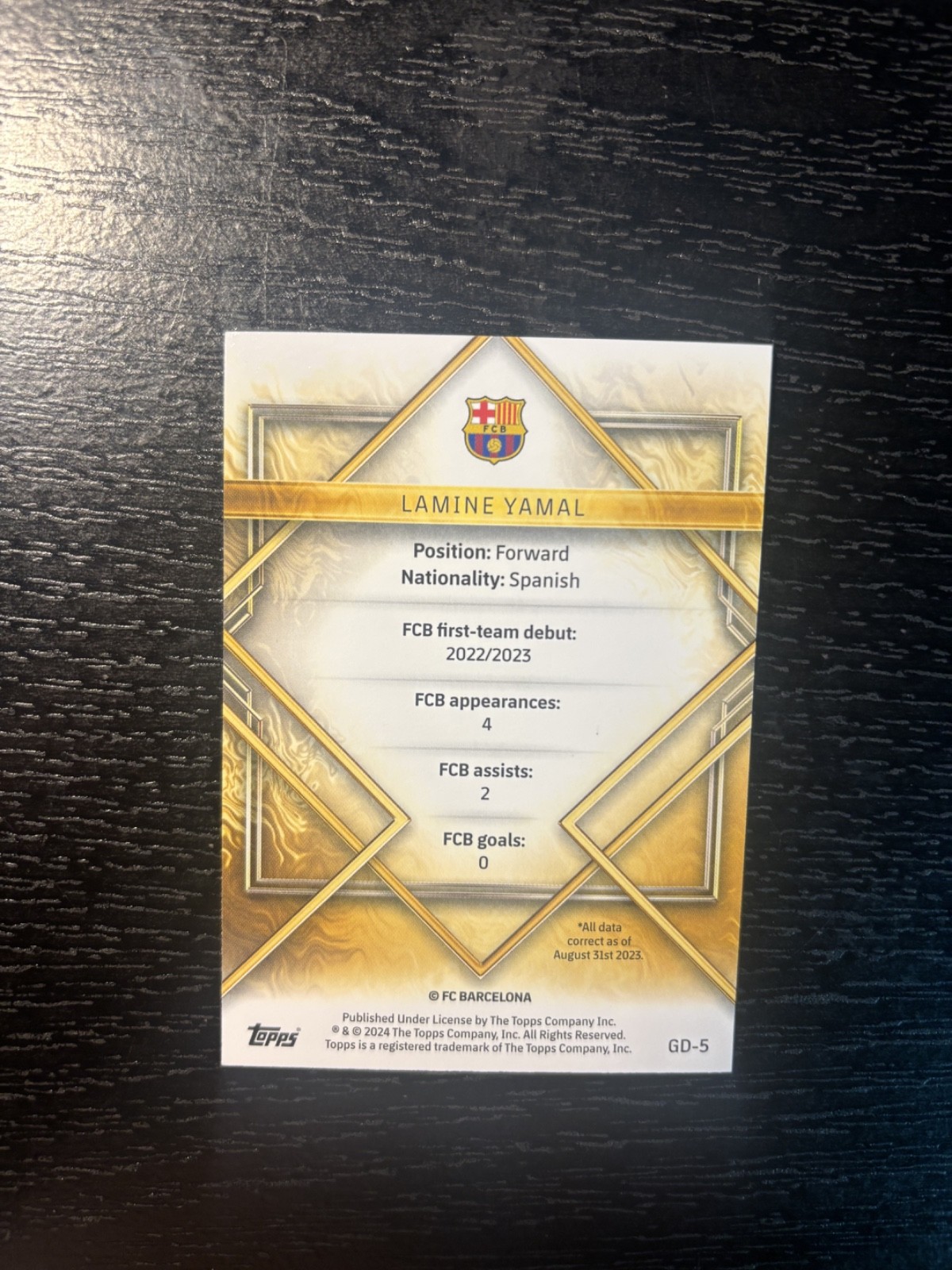2024 Topps GOLD DRIP #GD-5 LAMINE YAMAL FC Barcelona (RC) view 2