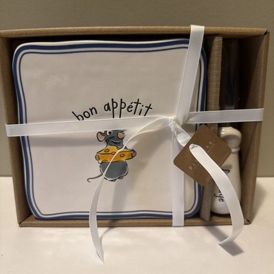 Rae Dunn Ratatouille ''Bon Appetit'' Cheese Plate and Knife Set - *New*