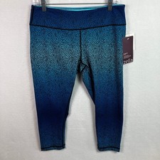 Zella Slim Fit Live-In Capri Leggings Women's Size L Blue Bayou Luminous Dot NWT