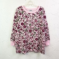 Vintage 80s/90s Pink Floral Oversized Crewneck Long Sleeve Sweatshirt Size Large