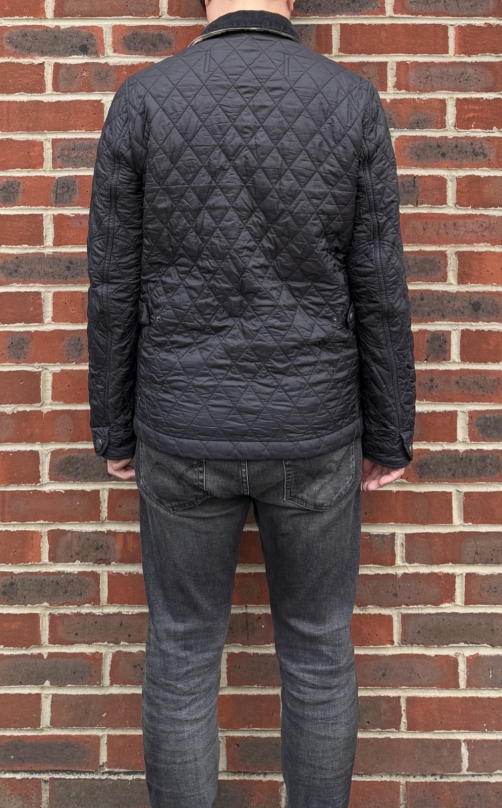 Burberry Brit Mens RODEN Quilted Jacket SMALL Black Grey Country Prorsum Diamond image 8