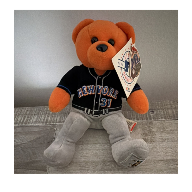 Team Beans Mike Piazza New York Mets MLB Bear Plush Toy Orange Black Beanbag