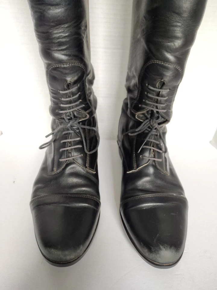 Ariat Equestrian Riding Boots 9.5 Tall Height Full Calf Black Lace Up Pull On  - Image 2 of 4