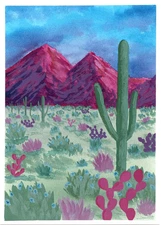 6x8 ORIGINAL Painting Colorful Arizona Desert, Signed Calmly Create