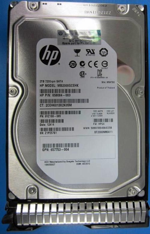 Hewlett Packard Enterprise 614827-002 2TB 6G SATA 7.2k 3.5in