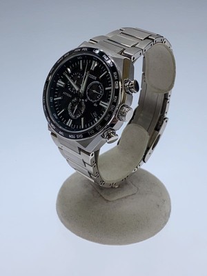 CITIZEN Mens Watch Analog Stainless Black Silver E660-007C801 Used 